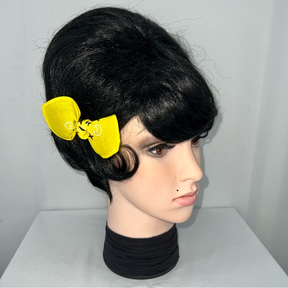 Yellow Paisley Rockabilly Bandana Knotted Hair Bow - Picture 3 of 11